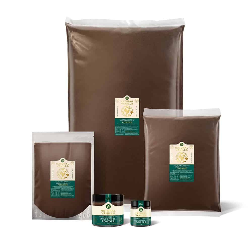 Natural Vanilla - Vanilla Sugar Ground Vanilla Powder Blend Range